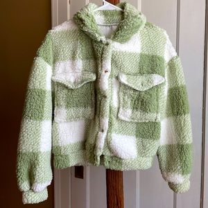 SHEIN XS Sherpa Gingham Jacket